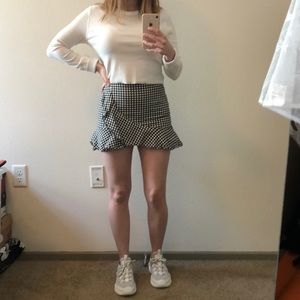 checkered mini skirt